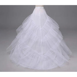 White or Black Long Train Petticoat 3 Hoops Underskirt-Bridal Accessories-My Online Wedding Store