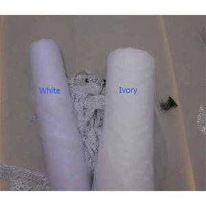White/Ivory Lace Cape Veil 108"W x 120" (3 meter) Cathedral Long Bridal Cape-Bridal Accessories-My Online Wedding Store