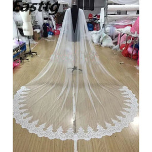 White/Ivory Lace Cape Veil 108"W x 120" (3 meter) Cathedral Long Bridal Cape-Bridal Accessories-My Online Wedding Store