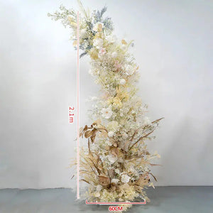 Yellow Rose Moon Shape Floral Arrangement With Horn Arch Frame Backdrop-Floral Arrangements-My Online Wedding Store