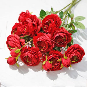 big rose pink silk peony artificial flowers-Bouquet-My Online Wedding Store