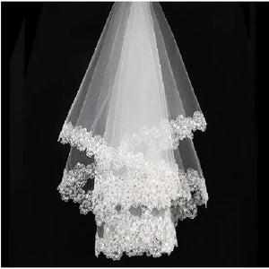wedding accessories short bridal veils without comb White lace veil high quality wedding veils-Bridal Accessories-My Online Wedding Store