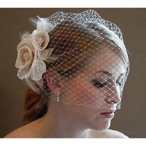 wedding veil Birdcage veil flowers bridal veil cage-Bridal Accessories-My Online Wedding Store