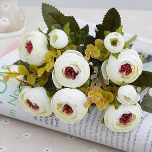 white silk tea roses artificial flowers bride small bouquet-Bouquet-My Online Wedding Store