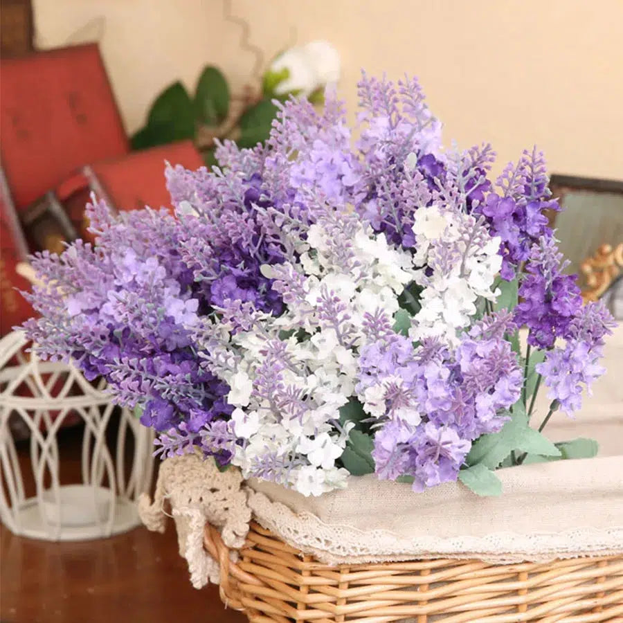 10 Heads Romantic Provence Lavender Silk Artificial Flowers  