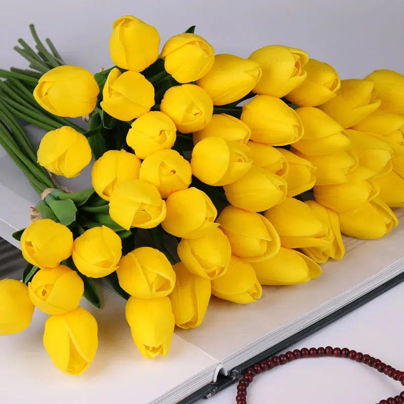 10 Pcs Faux Beautiful Real Touch Latex Tulips Artificial  