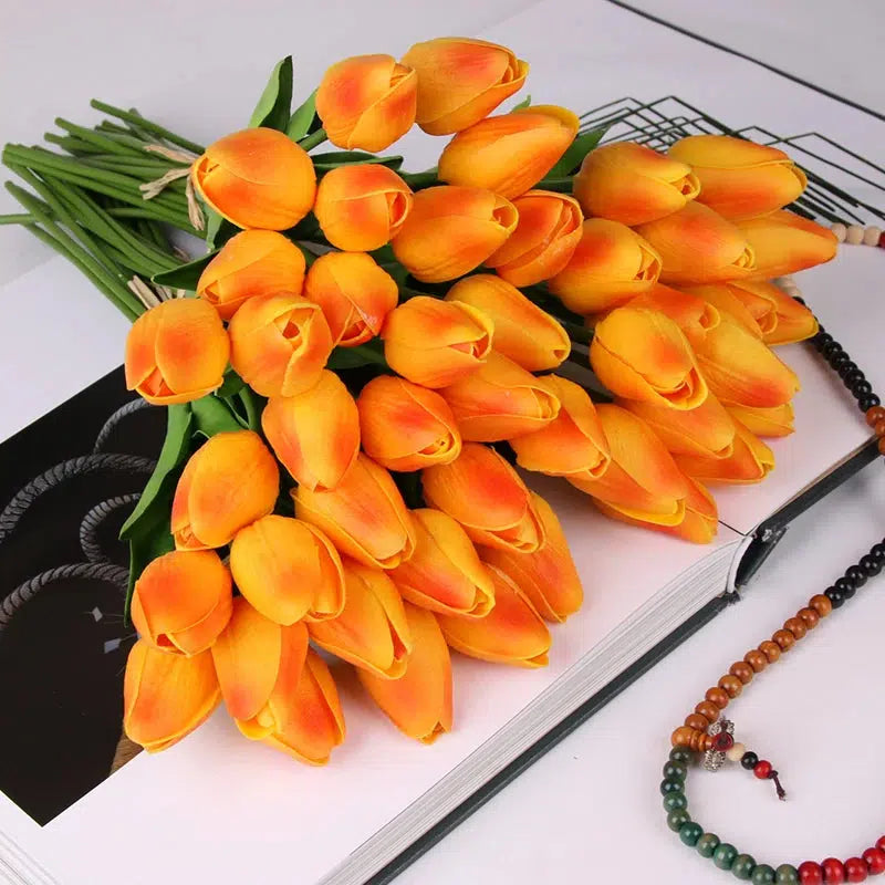 10 Pcs Faux Beautiful Real Touch Latex Tulips Artificial  