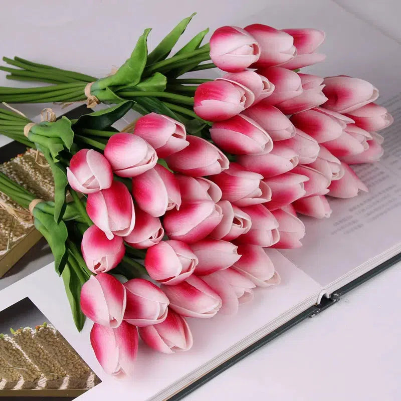 10 Pcs Faux Beautiful Real Touch Latex Tulips Artificial  