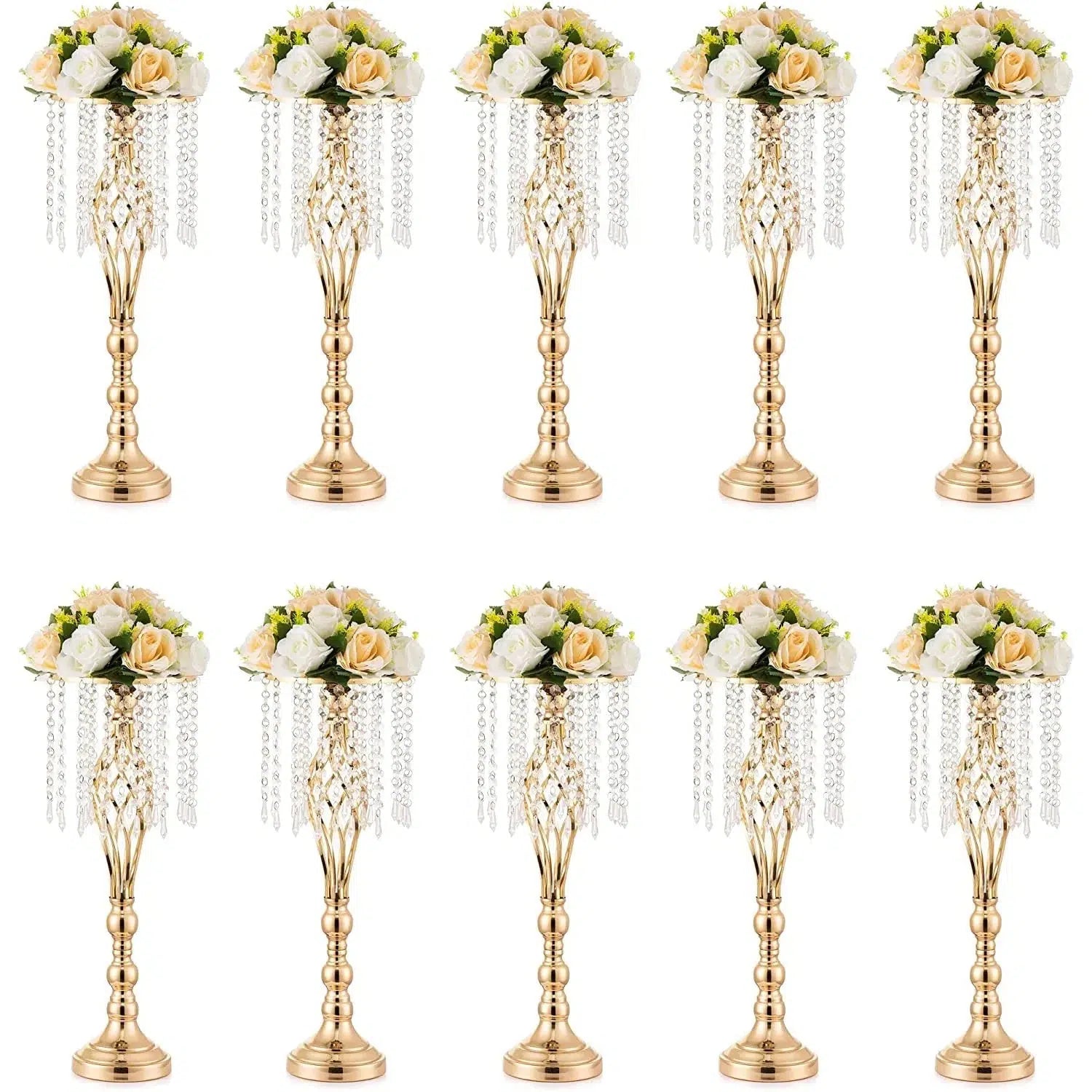 10 Pcs Gold/Silver Vase with Chandelier Crystals  