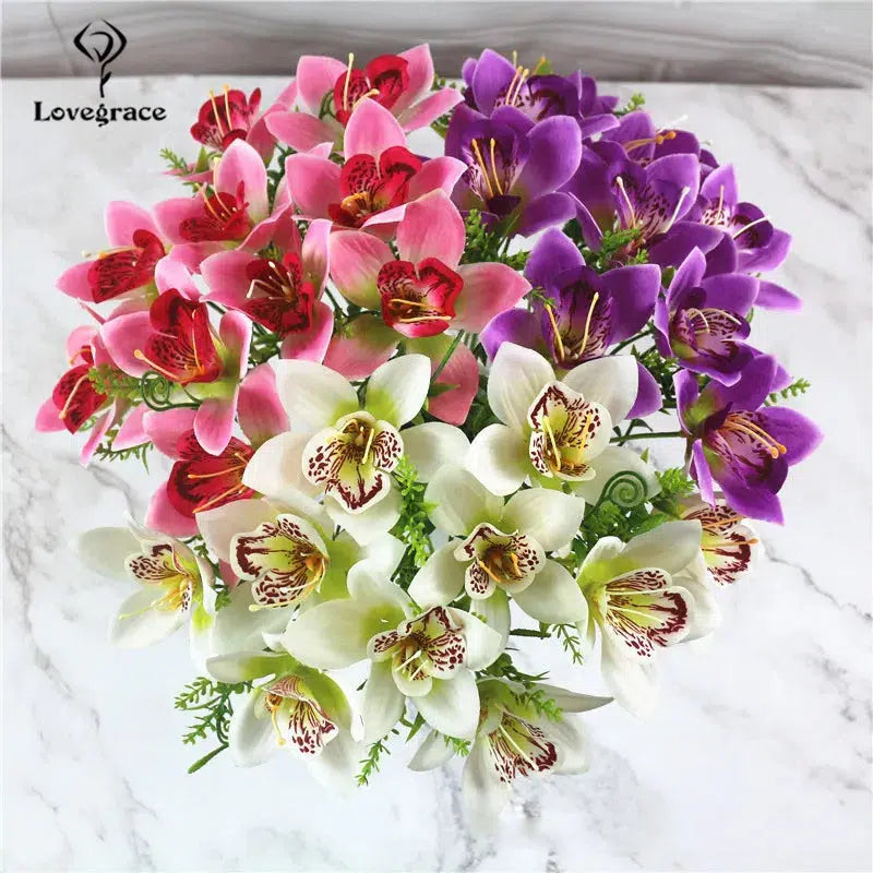 10Pcs/Bouquet Artificial Orchid  