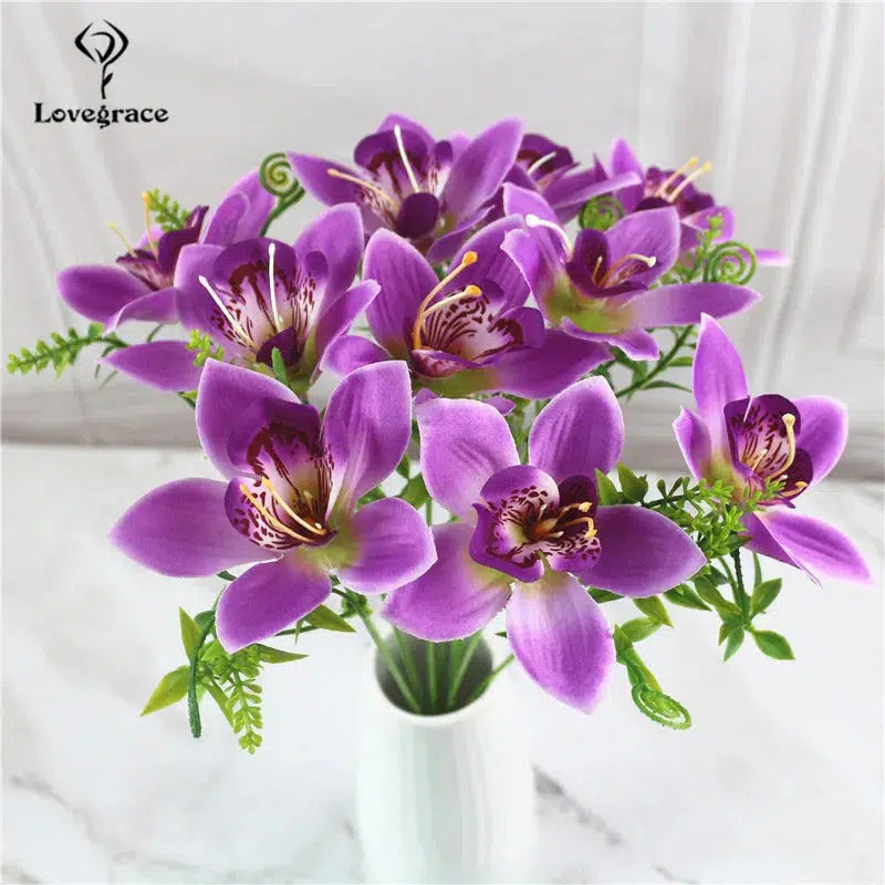 10Pcs/Bouquet Artificial Orchid  