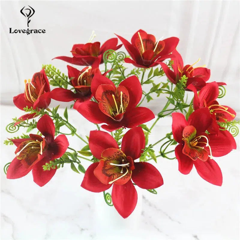 10Pcs/Bouquet Artificial Orchid  