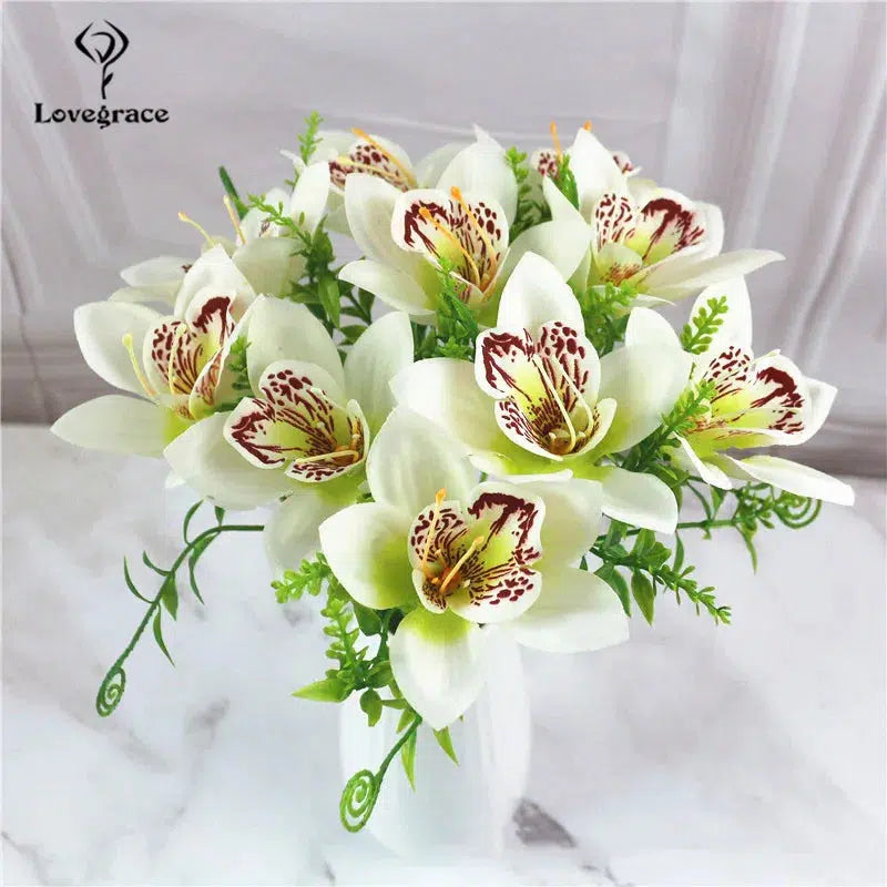 10Pcs/Bouquet Artificial Orchid  