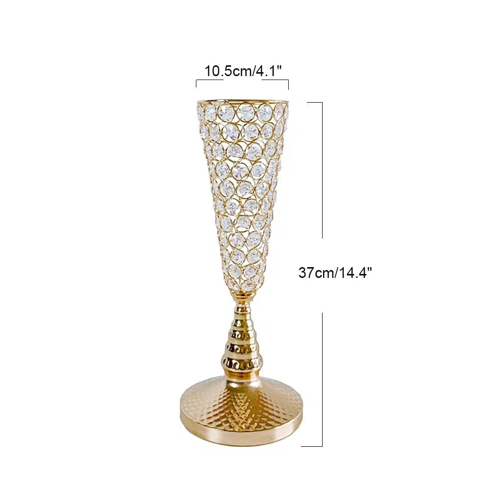 Bulk Gold Crystal Wedding Table Centrepiece Vase  