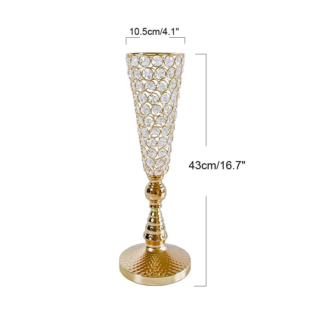 Bulk Gold Crystal Wedding Table Centrepiece Vase  