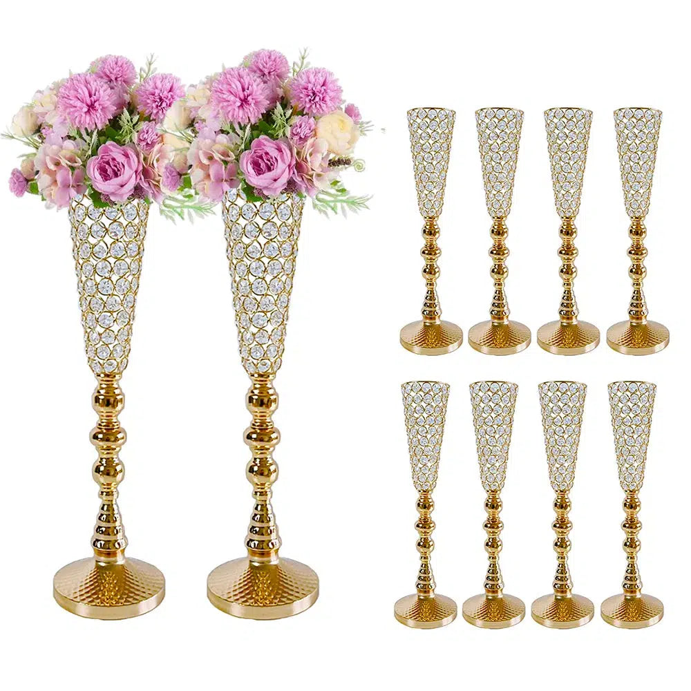 Bulk Gold Crystal Wedding Table Centrepiece Vase  