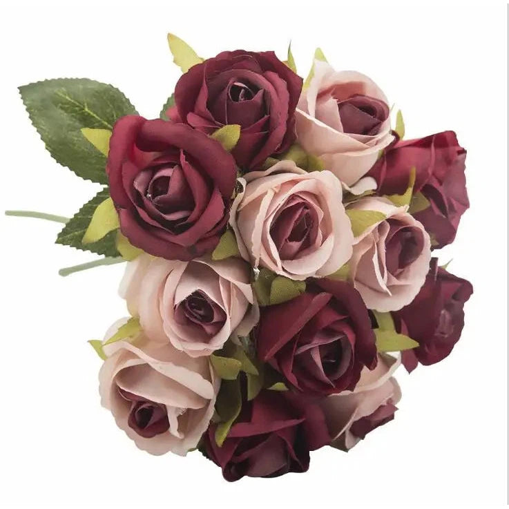 12 Heads Wedding Bouquet Rose Artificial Bridal Bouquet  