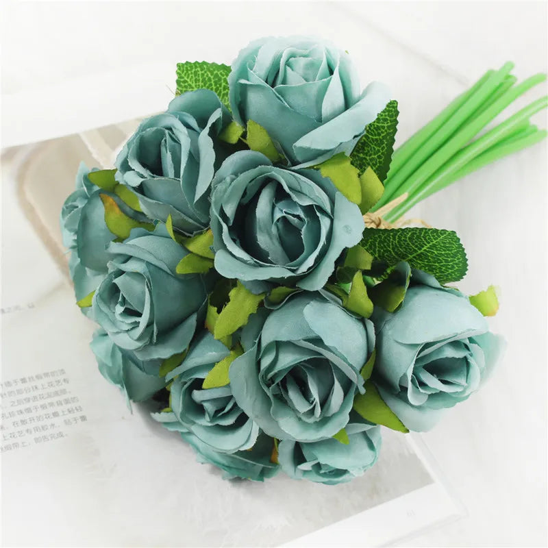 12 Heads Wedding Bouquet Rose Artificial Bridal Bouquet  