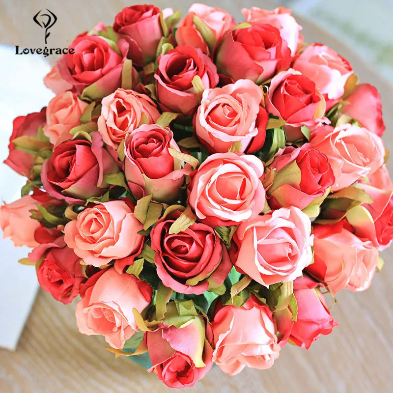 12 Heads Wedding Bouquet Rose Artificial Bridal Bouquet  