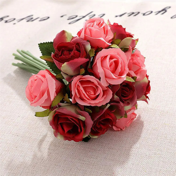 12 Heads Wedding Bouquet Rose Artificial Bridal Bouquet  