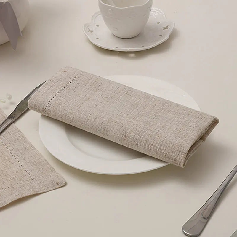 12 Pieces White Napkins Hemstitched Cocktail Napkin  