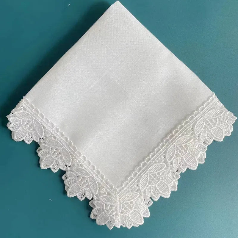 12 Pieces White Napkins Hemstitched Cocktail Napkin  