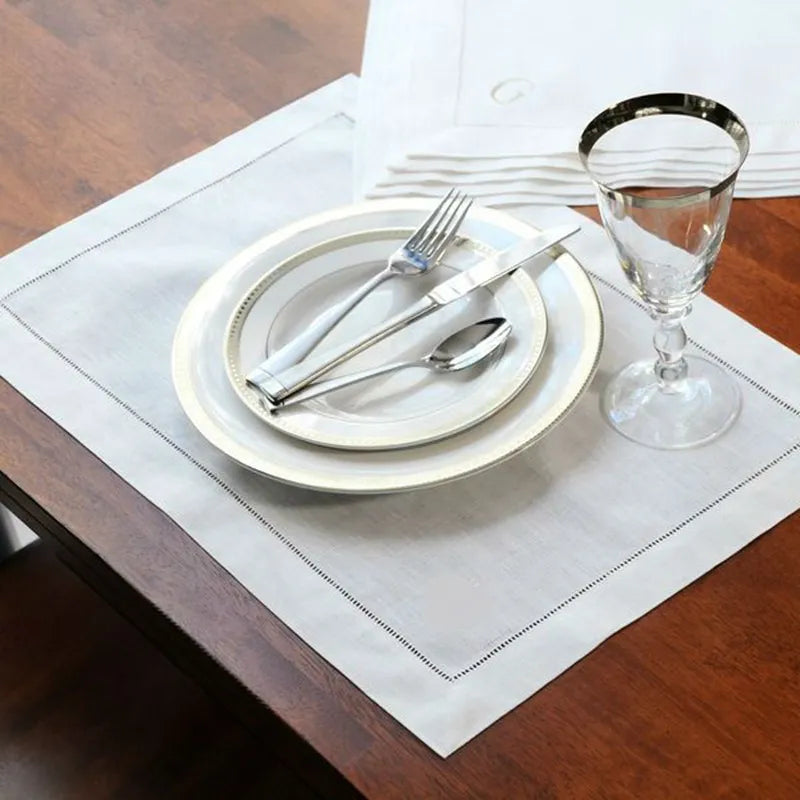 12 Pieces White Napkins Hemstitched Cocktail Napkin  