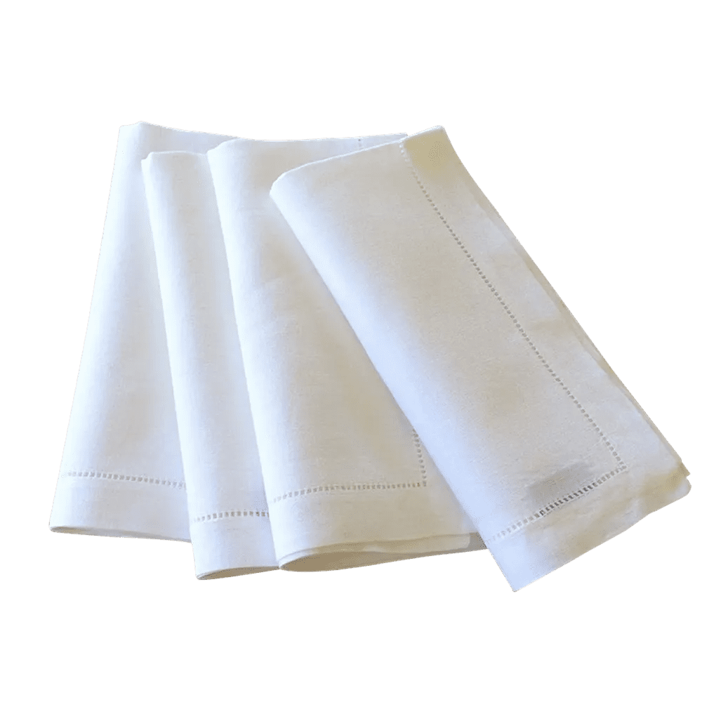 12 Pieces White Napkins Hemstitched Cocktail Napkin  