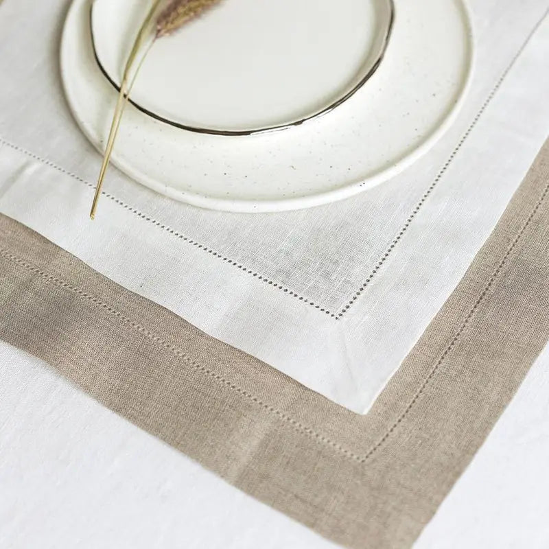 12 Pieces White Napkins Hemstitched Cocktail Napkin  