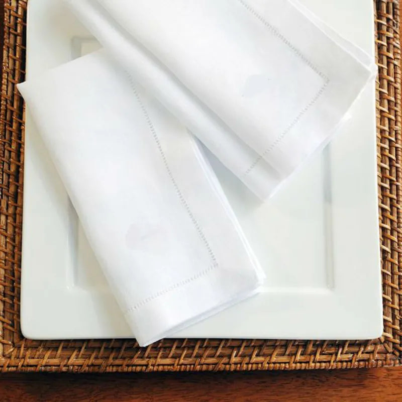 12 Pieces White Napkins Hemstitched Cocktail Napkin  