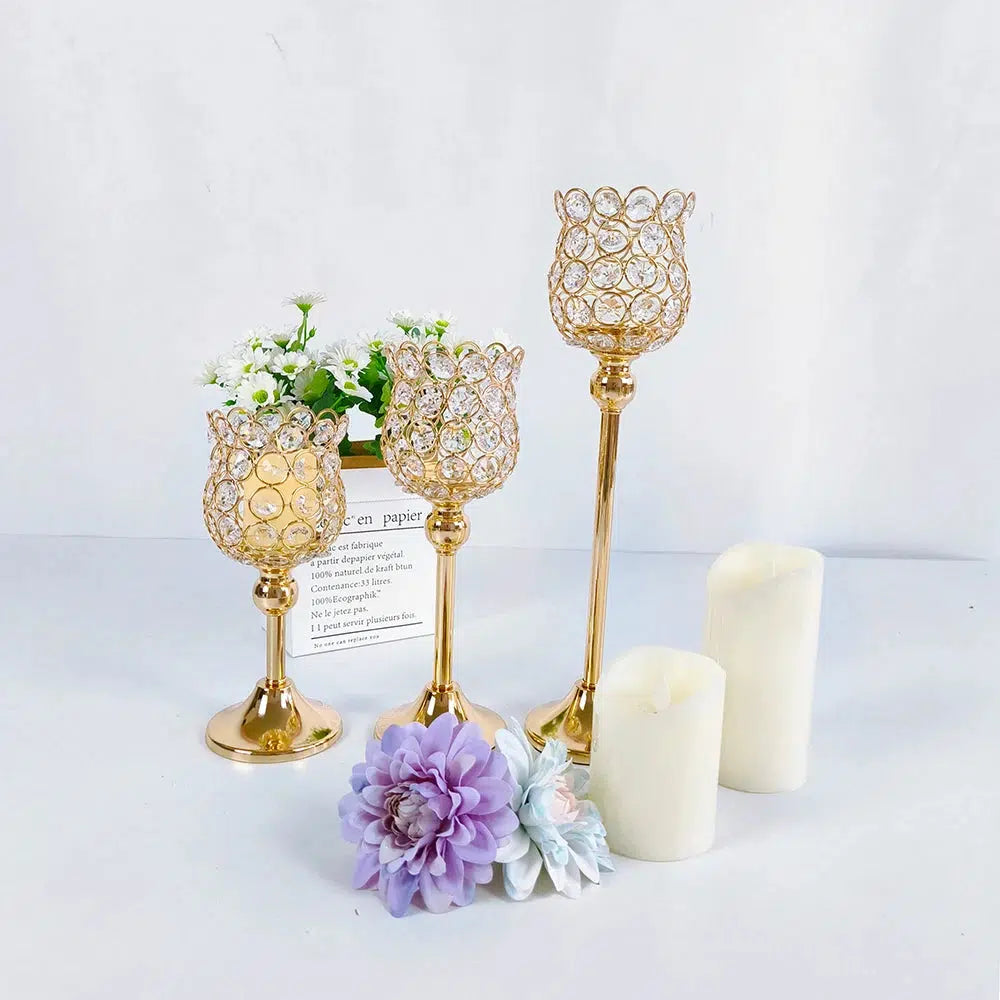 Crystal Candle Holders Bulk Shiny CandleStick Centrepieces  