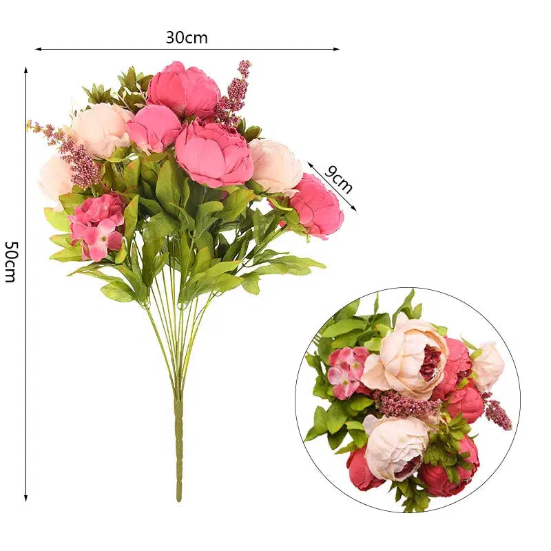 1Bunch European Artificial Peony Flowers Silk  