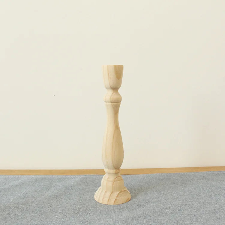 1Pcs Candle Holders Retro Unpainted Wood  