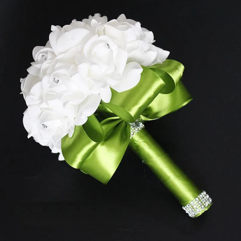 1Piece White Satin Romantic Wedding bouquet  