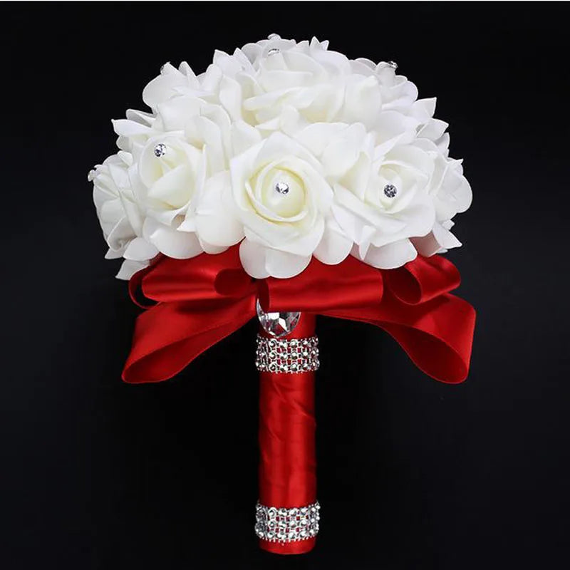 1Piece White Satin Romantic Wedding bouquet  