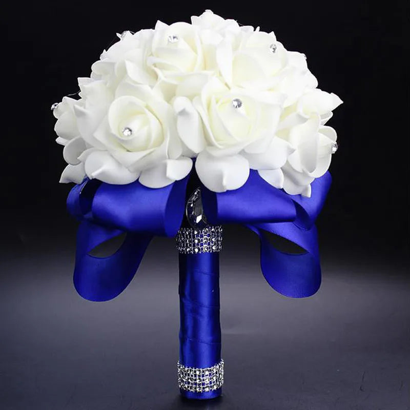 1Piece White Satin Romantic Wedding bouquet  