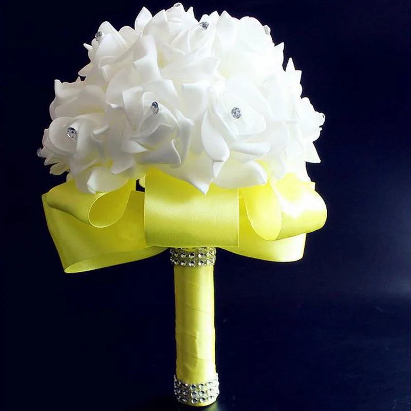 1Piece White Satin Romantic Wedding bouquet  