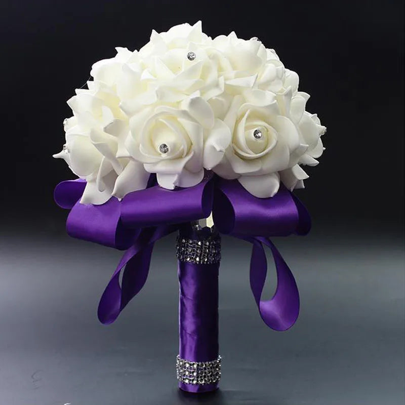 1Piece White Satin Romantic Wedding bouquet  