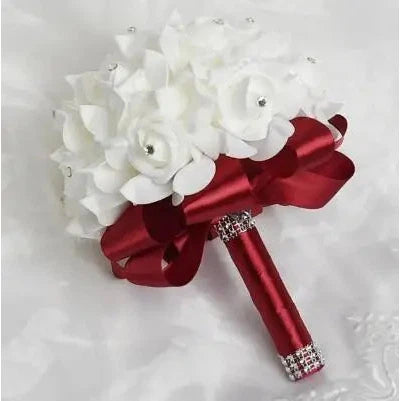 1Piece White Satin Romantic Wedding bouquet  