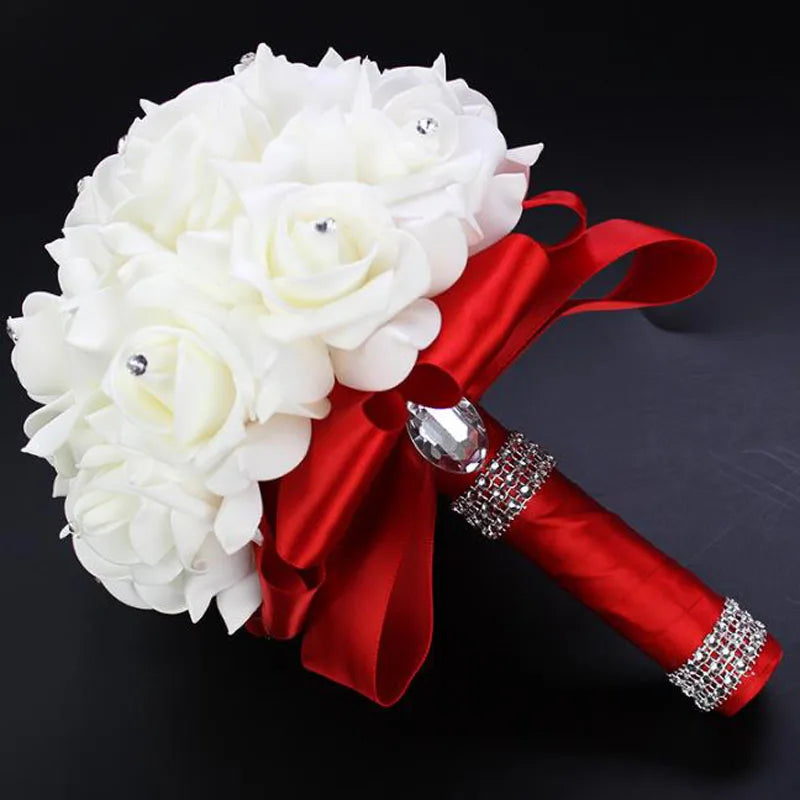 1Piece White Satin Romantic Wedding bouquet  