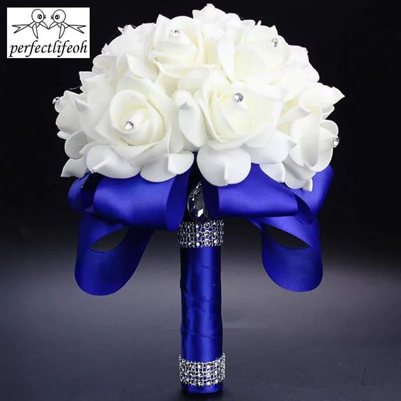 1Piece White Satin Romantic Wedding bouquet  