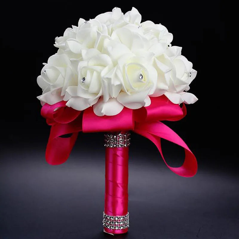 1Piece White Satin Romantic Wedding bouquet  