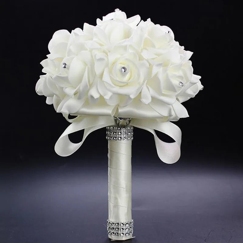 1Piece White Satin Romantic Wedding bouquet  