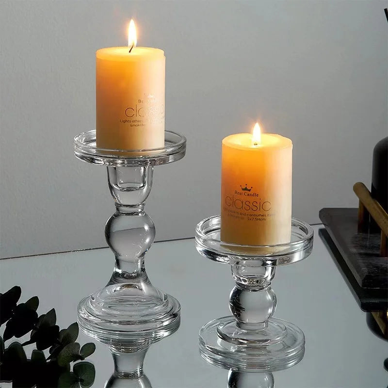 1pc 3.46 / 4.52 / 5.51 in Glass Candle Holders Set  