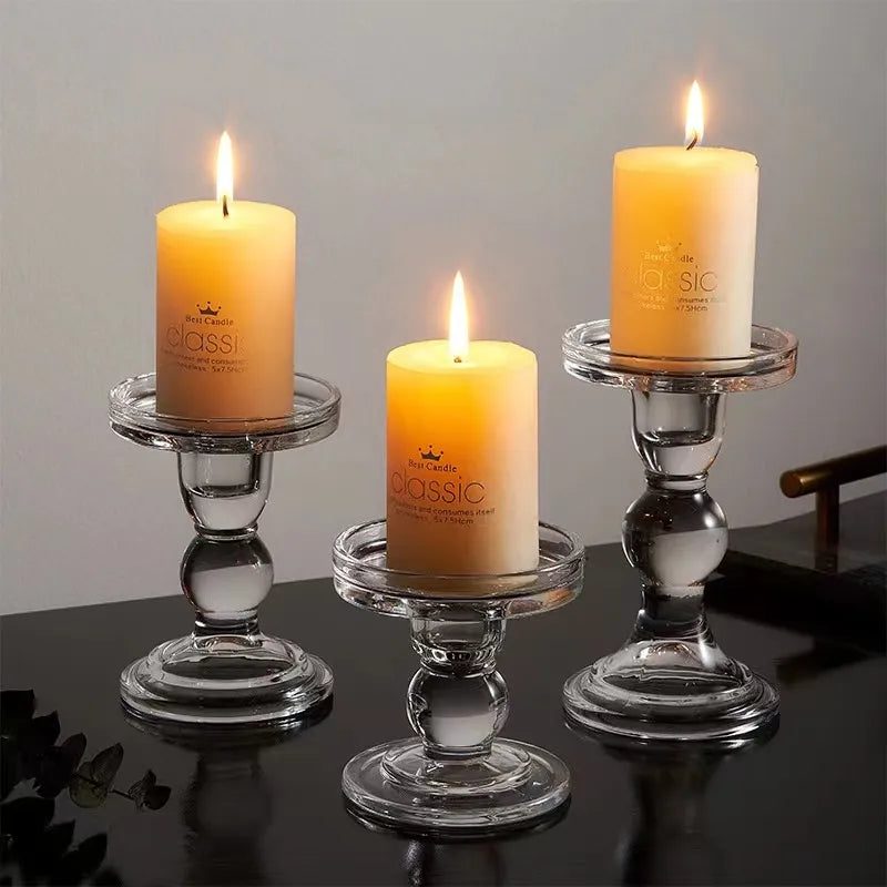 1pc 3.46 / 4.52 / 5.51 in Glass Candle Holders Set  