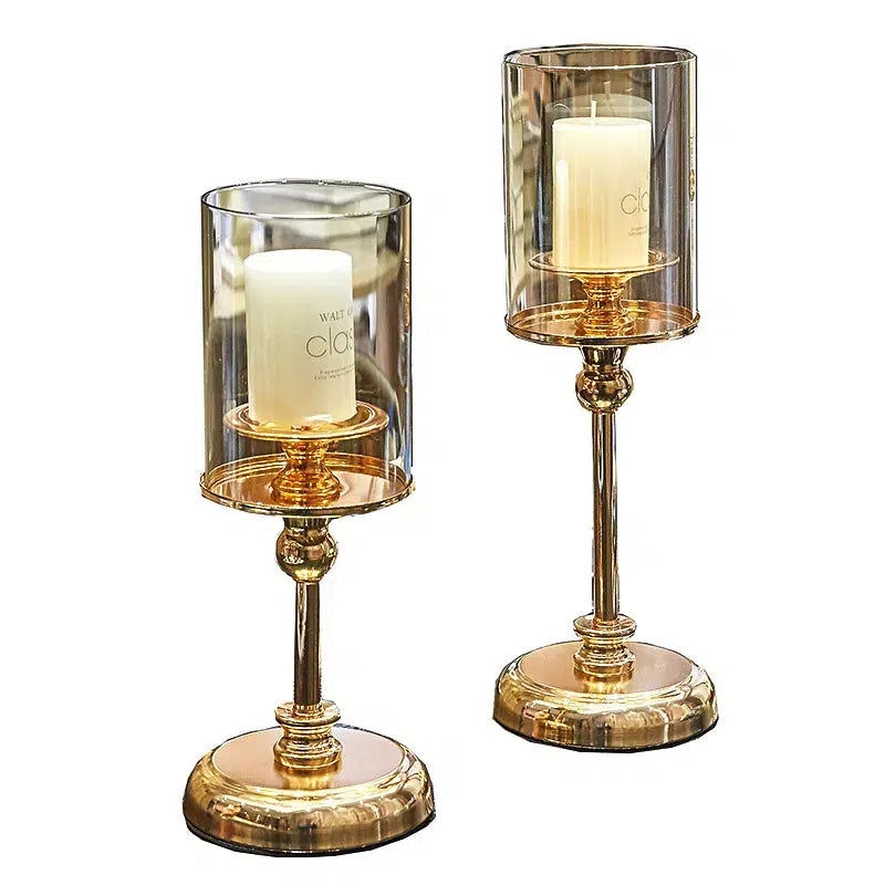 Glass Candle Holders for Pillar Candle Candlestick  