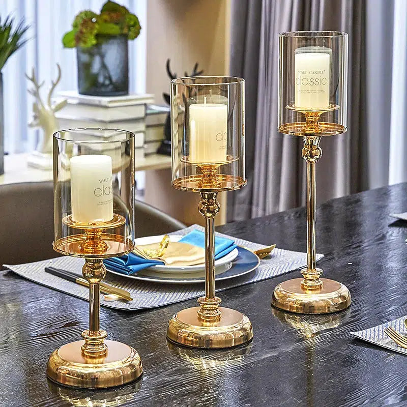 Glass Candle Holders for Pillar Candle Candlestick  