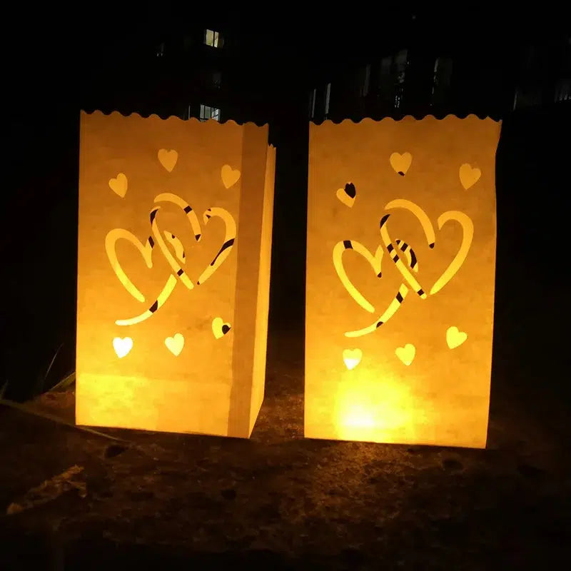 Heart Shaped Tea Light Holder Lantern Candle Bag  