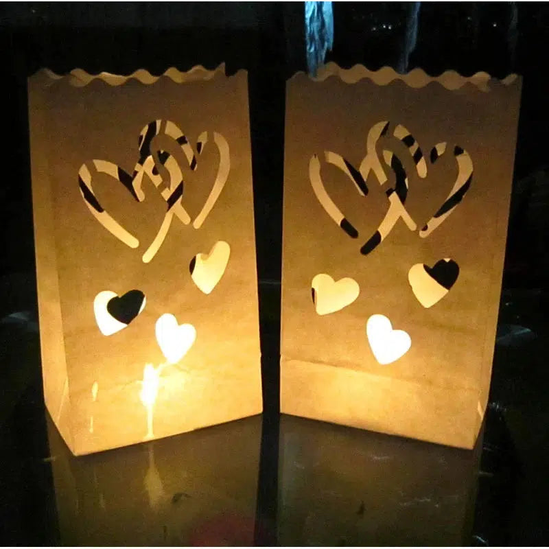 Heart Shaped Tea Light Holder Lantern Candle Bag  