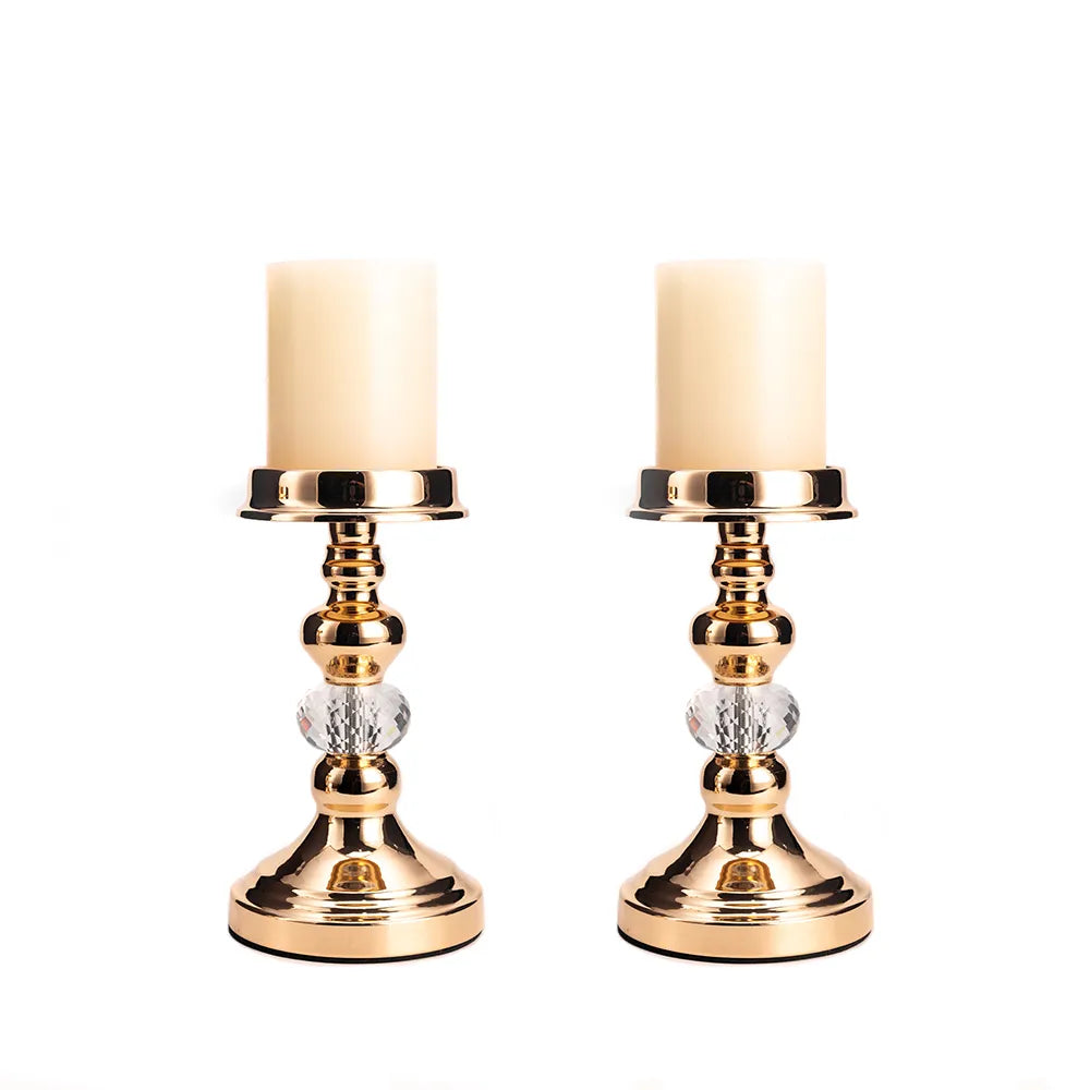 2Pcs Metal Pillar Candle Holders, Tealight Candlesticks  